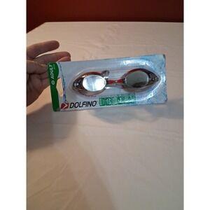 Dolfino Adult Zeus Mirrored Swim Pool Goggles RED UV Protection Lenses